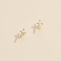Cross Gold Dip Stud Earrings - Sophisticated Design
