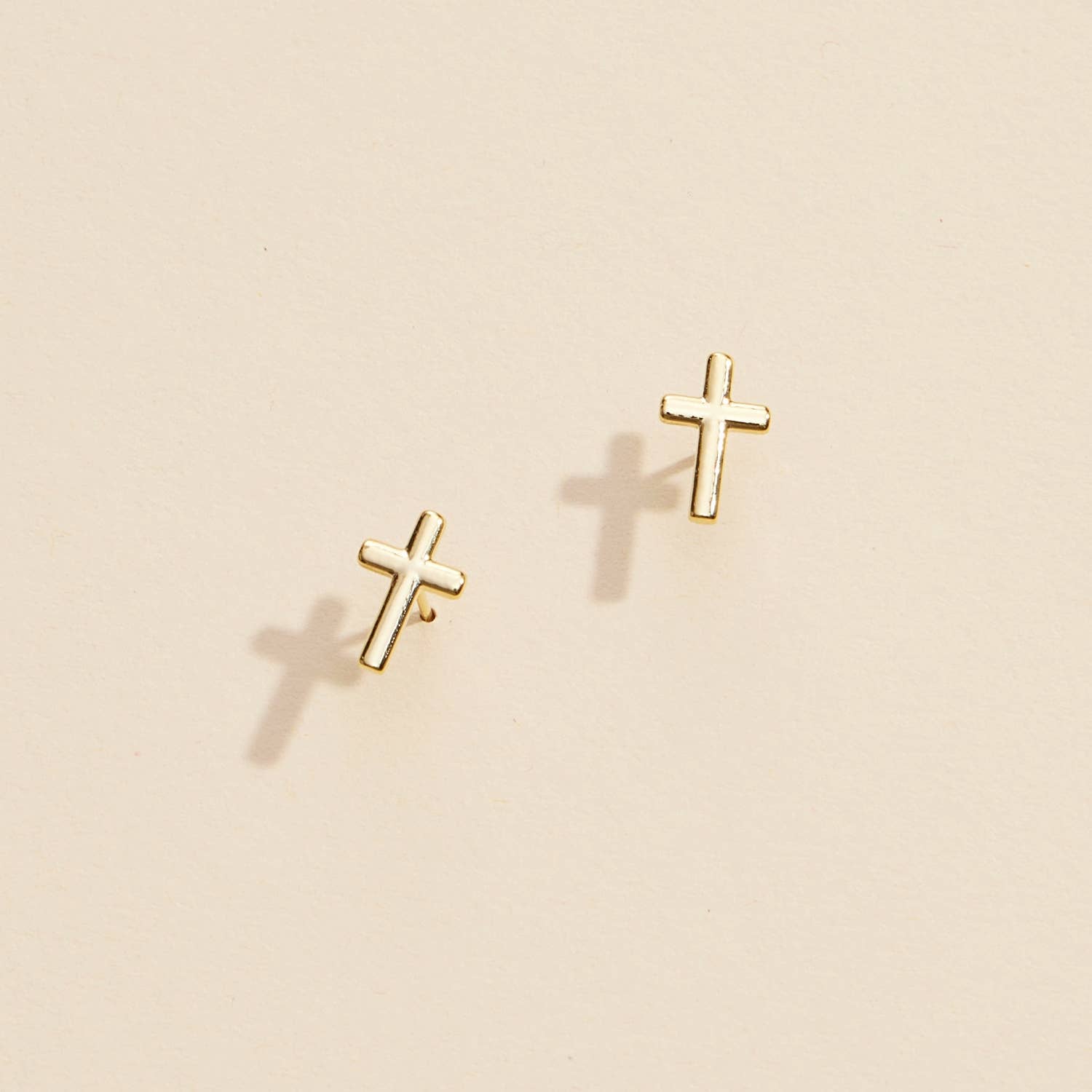 Cross Gold Dip Stud Earrings - Sophisticated Design